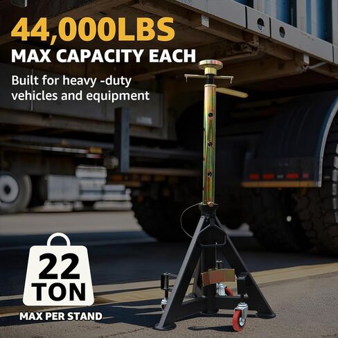 BESTOOL 16 Ton Heavy Duty Jack Stands Pair – 35,000 lbs Rated Capacity, Adjustable 26" to 40.9", Rolling Design for Trucks, Trailers, Tractors & Heavy Equipment in Saudi Arabia