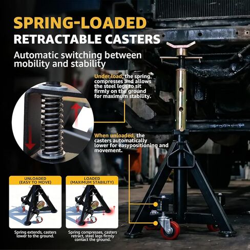 BESTOOL 16 Ton Heavy Duty Jack Stands Pair – 35,000 lbs Rated Capacity, Adjustable 26" to 40.9", Rolling Design for Trucks, Trailers, Tractors & Heavy Equipment in Saudi Arabia