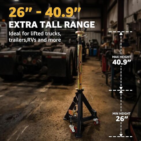 BESTOOL 16 Ton Heavy Duty Jack Stands Pair – 35,000 lbs Rated Capacity, Adjustable 26" to 40.9", Rolling Design for Trucks, Trailers, Tractors & Heavy Equipment in Saudi Arabia