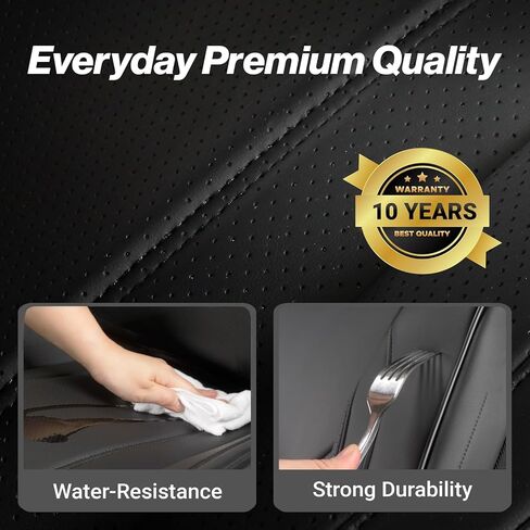 Coverland Custom Car Seat Covers Compatible with 2021-2026 Chevy Tahoe - Premium Leather Non-Slip Memory Foam Waterproof Seat Cover Custom fit Interior Protector [Front-Black] in Saudi Arabia