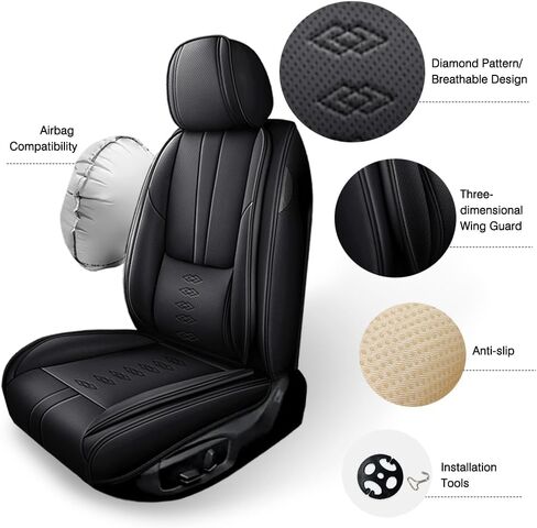 Car Seat Covers for KIA K5 2021-2026,Waterproof Soft Leather Seat Covers 5-Seats Standard,Interior Accessories with Airbag,Automobile Seat Cover Sets for K5(Black) in Saudi Arabia