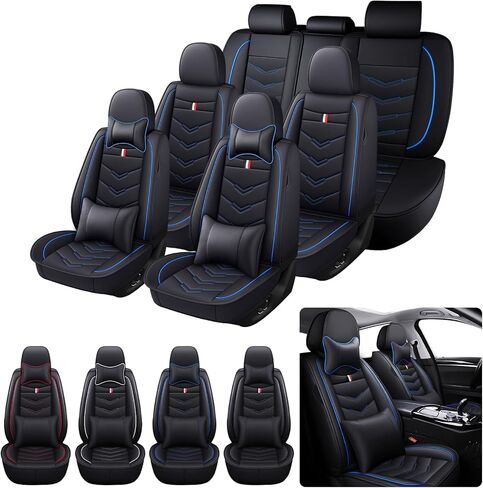 7 Seats Car Seat Covers Custom Fit for Chevy Traverse 2009-2026, Premium Nappa Leather Non-Slip Full Set Seat Covers, Airbag Compatible, Durable Car Interior Protectors(Luxury,Black White) in Saudi Arabia