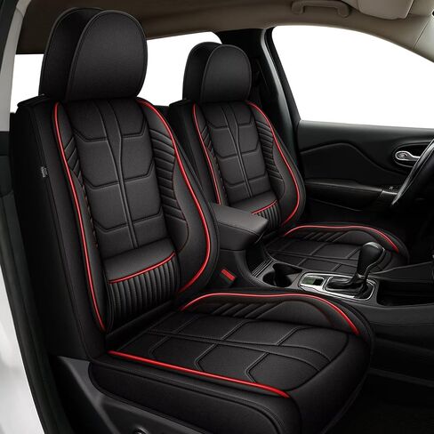 DISUTOGO 2 Row 5 Seat Covers Fit for Jeep Wrangler 2003-2026 3D Lumbar Support Waterproof Faux Leather Automotive Seat Covers Protector(5 Seats,Black&Red) in Saudi Arabia