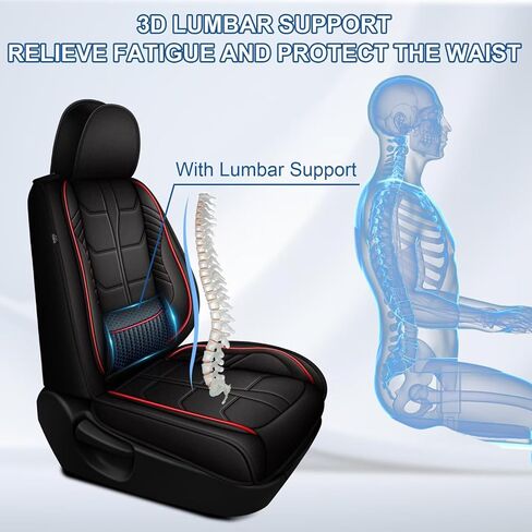 DISUTOGO 2 Row 5 Seat Covers Fit for Jeep Wrangler 2003-2026 3D Lumbar Support Waterproof Faux Leather Automotive Seat Covers Protector(5 Seats,Black&Red) in Saudi Arabia