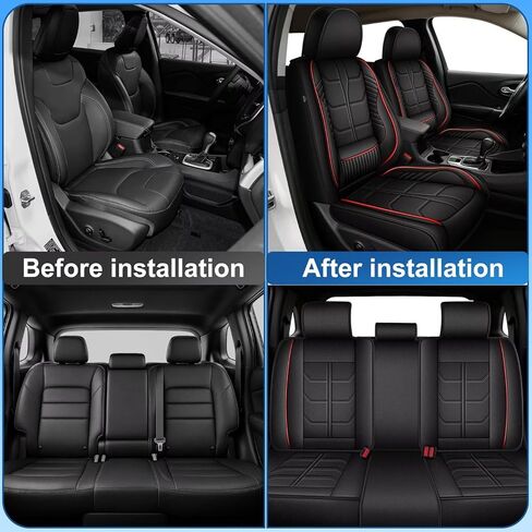 DISUTOGO 2 Row 5 Seat Covers Fit for Jeep Wrangler 2003-2026 3D Lumbar Support Waterproof Faux Leather Automotive Seat Covers Protector(5 Seats,Black&Red) in Saudi Arabia