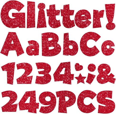 249 Pcs Glitter Bulletin Board Letters Numbers and Punctuation, 4 Inch Alphabet Poster Board Cardboard Letter Cutouts with Adhesive Dots for Classroom Bulletin Board School Decorations (Hot Pink) in Saudi Arabia