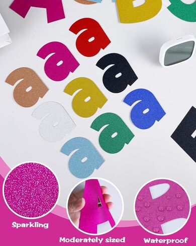 249 Pcs Glitter Bulletin Board Letters Numbers and Punctuation, 4 Inch Alphabet Poster Board Cardboard Letter Cutouts with Adhesive Dots for Classroom Bulletin Board School Decorations (Hot Pink) in Kuwait
