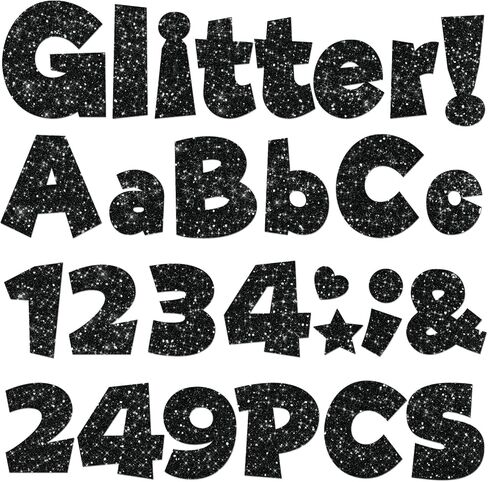 249 Pcs Glitter Bulletin Board Letters Numbers and Punctuation, 4 Inch Alphabet Poster Board Cardboard Letter Cutouts with Adhesive Dots for Classroom Bulletin Board School Decorations (Hot Pink) in Kuwait