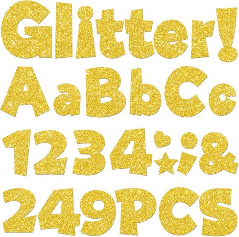 249 Pcs Glitter Bulletin Board Letters Numbers and Punctuation, 4 Inch Alphabet Poster Board Cardboard Letter Cutouts with Adhesive Dots for Classroom Bulletin Board School Decorations (Hot Pink) in Kuwait
