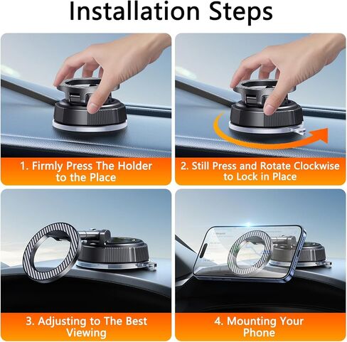 PGU for Magsafe Dashboard & Windshield Car Phone Holder 2026 89+LBS Suction & 3600gf Magnetic 360° Adjustable Phone Holders for Your Car Cell Phone Car Mount for iPhone 17-12 Series in Kuwait