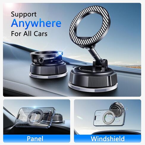 PGU for Magsafe Dashboard & Windshield Car Phone Holder 2026 89+LBS Suction & 3600gf Magnetic 360° Adjustable Phone Holders for Your Car Cell Phone Car Mount for iPhone 17-12 Series in Kuwait