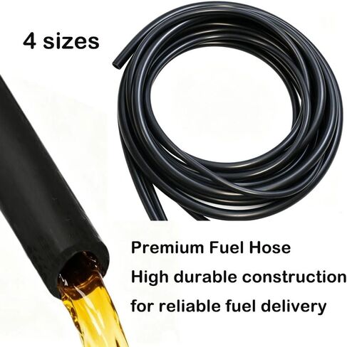 Black Rubber Fuel Line & Primer Bulb Set, 4 Sizes (4 Feet Each) Fuel Tubing + 6PCS Bulbs, Replacement for Most 2 Cycle Small Engine Outdoor Power Tools in Saudi Arabia