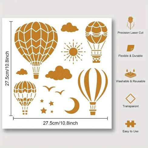 Hot Air Balloon Wall Stencils Template Reusable Spray PaintStencils for Craft Painting On Wood Craft Canvas Walls Wood Furniture Decorations DIY Scrapbooking in Saudi Arabia