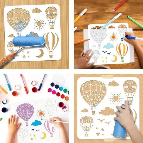 Hot Air Balloon Wall Stencils Template Reusable Spray PaintStencils for Craft Painting On Wood Craft Canvas Walls Wood Furniture Decorations DIY Scrapbooking in Saudi Arabia