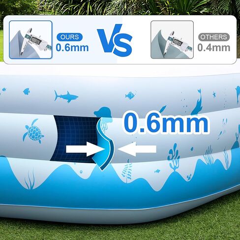 Large Inflatable Pool with Lights, 145" X 74" X 22" Family Inflatable Swimming Pools for Adults, Blow Up Pool Solar Powered, Inflatable PooI for Backyard (Air Pump Not Included) in Saudi Arabia