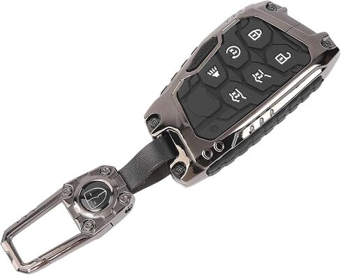 JeCar Key Fob Cover Zinc Alloy Key Case with Keychain Compatible with Chevy Silverado/GMC Sierra/Suburban/Tahoe/GMC Yukon 2020-2024/Colorado 2023-2024/Hummer EV 2022-2024, 6 Buttons Smart Key in Kuwait