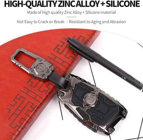 JeCar Key Fob Cover Zinc Alloy Key Case with Keychain Compatible with Chevy Silverado/GMC Sierra/Suburban/Tahoe/GMC Yukon 2020-2024/Colorado 2023-2024/Hummer EV 2022-2024, 6 Buttons Smart Key in Kuwait