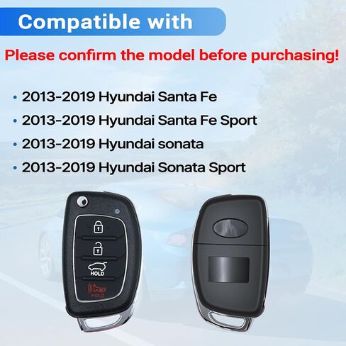 Key Fob Cover Fits for Hyundai Santa Fe Hyundai Sonata Sport 2013 2014 2015 2016 2017 2018 2019 Keyless Entry Remote Control Key Fob Case Shell in Saudi Arabia