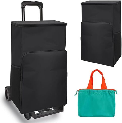 Utility Carts 63L Large Shopping Carts for Groceries and Reusable Shopping Bags, with Waterproof Lining, Grocery Cart on Wheels, Rolling Shopping Cart, Portable for Shopping, School, Laundry, Travel in Saudi Arabia