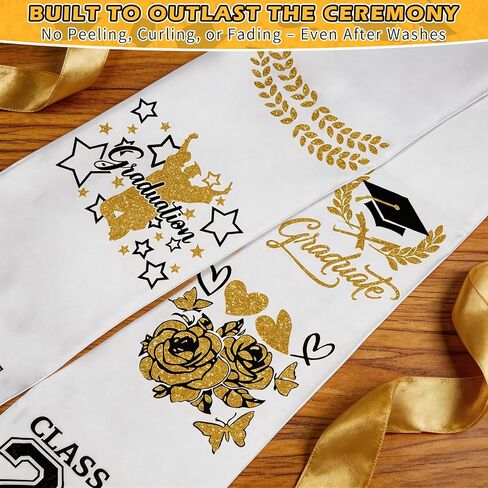 Meetory Graduation Stole Sash - Personalized Iron on transfers, DIY Customize Graduation Stole, Class of 2026 Decorations, Custom Iron on transfers for Graduation in Kuwait