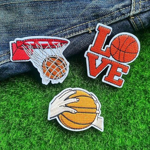 3 Pcs Love Basketball Embroidered Patches Applique, Iron on or Sew on on Patches for Clothes, Jackets, T-Shirt, Backpacks……… in Saudi Arabia