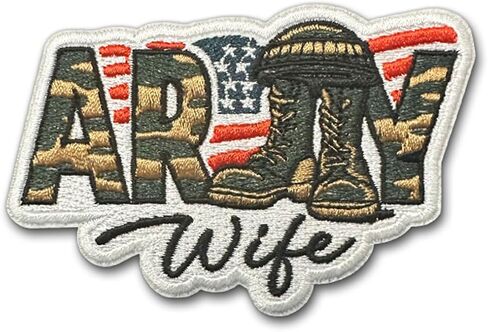 Army Wife Embroidered Patch – Military Camo American Flag Iron On Sew On Badge for Jacket, Vest, Backpack & Clothing Decor, Gift for Women Men Veteran Wife in Saudi Arabia