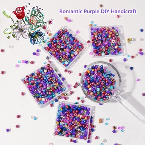 3mm 8/0 Glass Seed Beads for Jewelry Making Small Glass Beads Kit Red&Purple Collections for Bracelets, Earrings, Necklaces, DIY Crafts & Decorative 48 Vibrant Colors, 12000pcs/2 Boxes in Saudi Arabia