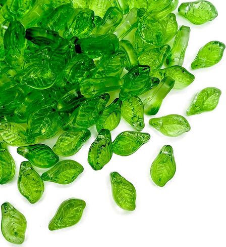 100 قطعة من الخرز الورقي الأخضر Leafbud Lampwork الزجاج الخرز الأخضر السائبة لسوار صناعة المجوهرات بنفسك in Kuwait
