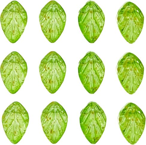 100 قطعة من الخرز الورقي الأخضر Leafbud Lampwork الزجاج الخرز الأخضر السائبة لسوار صناعة المجوهرات بنفسك in Kuwait