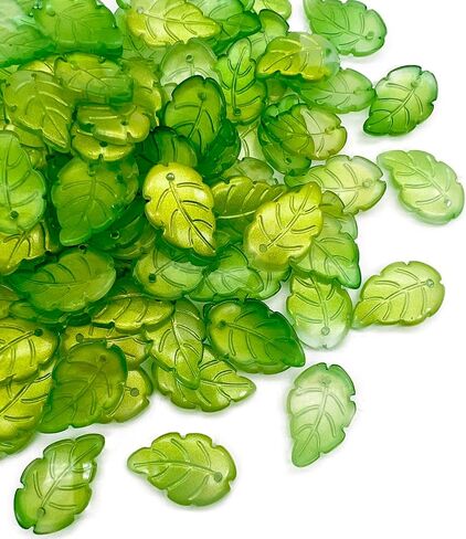 100 قطعة من الخرز الورقي الأخضر Leafbud Lampwork الزجاج الخرز الأخضر السائبة لسوار صناعة المجوهرات بنفسك in Kuwait