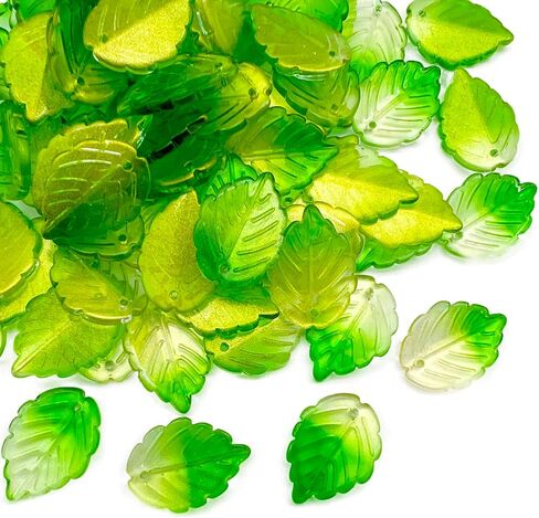100 قطعة من الخرز الورقي الأخضر Leafbud Lampwork الزجاج الخرز الأخضر السائبة لسوار صناعة المجوهرات بنفسك in Kuwait