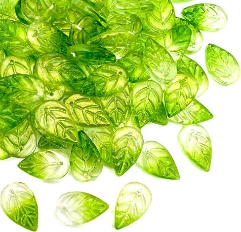 100 قطعة من الخرز الورقي الأخضر Leafbud Lampwork الزجاج الخرز الأخضر السائبة لسوار صناعة المجوهرات بنفسك in Kuwait