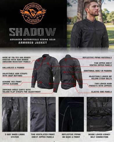Milwaukee Leather Men’s CE Armored All-Season Motorcycle Jacket - Protective Textile Racer Design in Kuwait