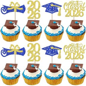 25 Pack Class of 2026 Cake Topper Glitter Congrats Grad Cap 2026 Graduation Cake Pick for 2026 Graduation Theme High School Boys Girls Graduate Party Cupcake Decorations Supplies Gold Black in Saudi Arabia