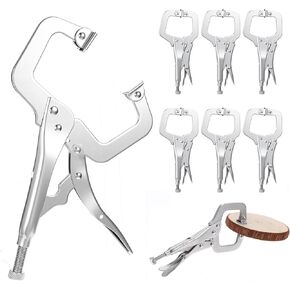 6Pcs C Clamp Locking, 6 Inch Heavy Duty Welding Clamps Pliers Set with Swivel Pads, Vise Grip Clamps for Metalworking, Woodworking, Home Workshop & Professional Repair in Saudi Arabia