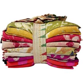 Makers Craft 12 Pieces Pack 18'' X 22'' Vintage Pattern Printed Mix Multicolor Indian Sari 100% Silk Fat Quarters DIY for Crafts,Quilting, Sewing, Patch Work and Many More in Saudi Arabia