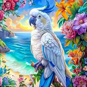 Anuver Diamond Painting Kits for Adults Parrot, 5D Round Diamond Art Kits for Beginners, DIY Full Drill Crystal Gem Painting Kits for Home Wall Decor 12x12Inch, Bird in Kuwait