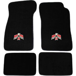 Custom Fit 4 Piece Carpet Floor Mats Compatible with 1967-1969 Pontiac Firebird with Firebird Logo on Front Mats - Black in Saudi Arabia