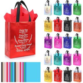 40 Pcs Father Day Bible Verse Christian Gift Bags Set – 20 Colorful Reusable Gift Bag with Handles & 20 Tissue Paper, Religious Gift Bag for Church Events, Baptism, Easter, Communion, Congratulations in Saudi Arabia