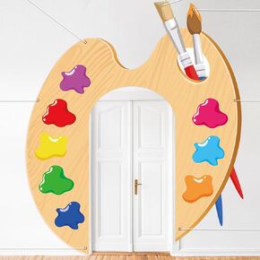 3 Pcs Art Classroom Door Decorations Large Paint Brushes Palette Fabric Banner Artist Painting Photo Booth Backdrop for School, Classroom, Teacher Bulletin Board, Art Party Wall Decor in Kuwait