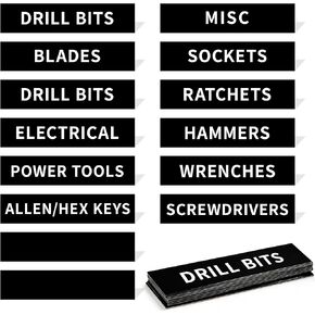 16PCS Tool Box Labels,Self-Adhesive Durable Tool Chest Organizer Labels, General Organize Accessories with Blank Tags for Family Toolbox,Tool Classification Box, Carts, Drawers, and Cabinets (Black) in Saudi Arabia