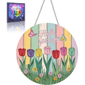 LOMSIOY Diamond Art Hanging Kit for Adult, Hummingbird Front Door Sign Window Decor for Outdoor, Animals Double Sided Summer Decor Suncatcers for Porch, Hanging Pendants for Garden Wall （8x8 Inch in Saudi Arabia