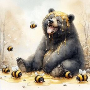 Anuver Diamond Art Kits for Adult, Bear Round Diamond Painting Kit for Beginners, 5D DIY Full Drill Diamond Gem Craft Painting Home Wall Decoration, 12x12 Inch in Kuwait