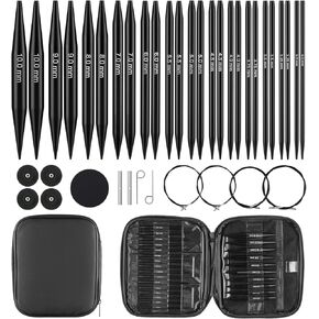 13-Pair Interchangeable Circular Knitting Needles Set, 4" Aluminum US 2.5-15 (3-10mm) with 4 Cables & Accessories | Ideal Gift for Knitters & DIY Projects in Saudi Arabia