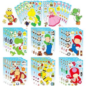 Make-a-Face Stickers Set - 32-Piece with 8 Designs (4 of Each), Mix & Match DIY Craft for Kids & Teens - Perfect for Party Decor, Rewards, and Creative Fun - PVC Material, Waterproof, Repositionable in Saudi Arabia