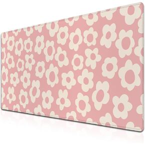 Extra Large Mouse Pad Pink Gaming Desk Mats Desk Decor for Woman Office Cubicle Large Desk Pads Mat Mouse Pad Non-Slip Rubber Base 35.4 X 15.7 for Game Office, Groovy Flowers in Saudi Arabia