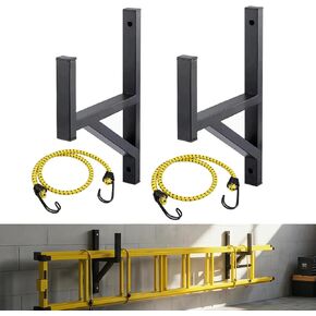 Ladder Rack for Truck, Side Mount Trailer Ladder Rack, 2 Racks Heavy Duty Enclosed Trailer Accessories with Bungee Cords Fit for Open and Enclosed Trailer Side Wall, Max 380 LBS per Pair in Saudi Arabia