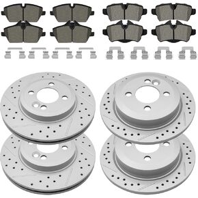 Front and Rear Drilled & Slotted Disc Brake Rotors Ceramic Brake Pads Kit Replacement for Mini Cooper 2007 2008 2009 2010 2011 2012 2013 in Saudi Arabia