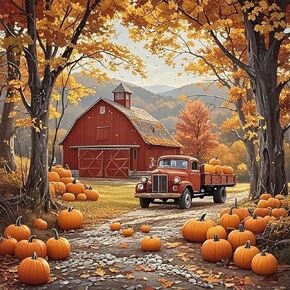 RYMILIE Vintage Fall Pumpkin Wagon Diamond Painting Kits for Adults, 5D Diamond Art Kits for Adults Beginners, 5D Full Round Drill Diamond Gem Painting Kits for Home Wall Decor 12x12 Inch in Saudi Arabia