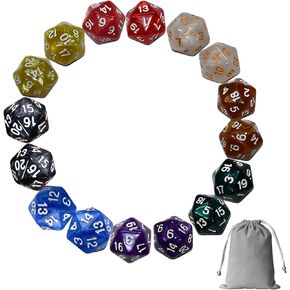 DND Dice Set D&D - 16 Pcs D20 Rotating Dice with Dice Bag, 22mm Large Size Polyhedral Dice Set for Dungeons Dragons D&D RPG MTG Table Games, 8 Colors with Gold Font in Saudi Arabia